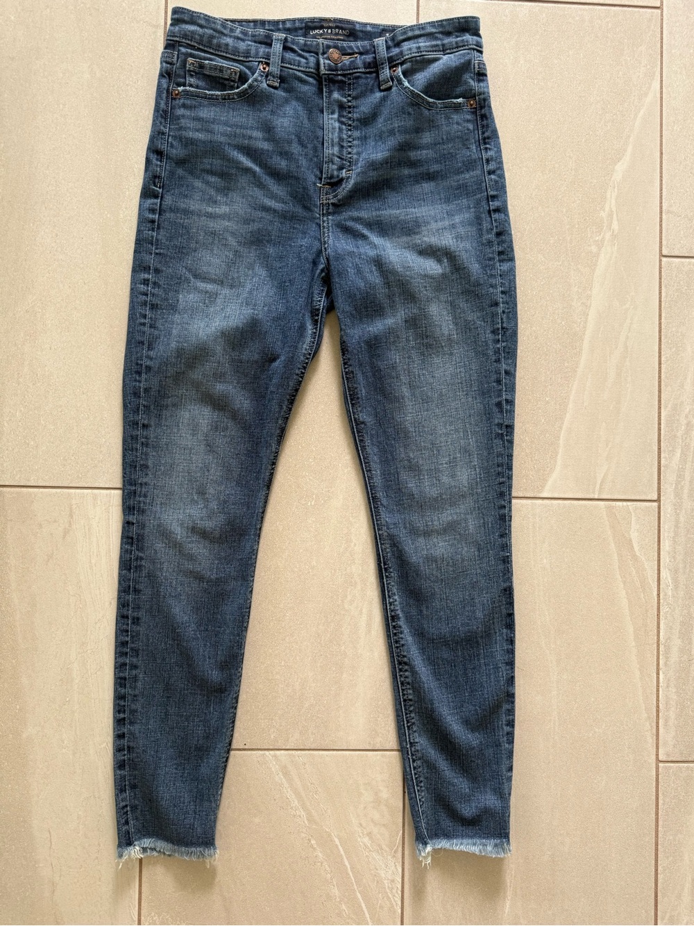 Lucky Brand Bridgette Skinny Jeans 8/29 Blue Raw Hem Ankle